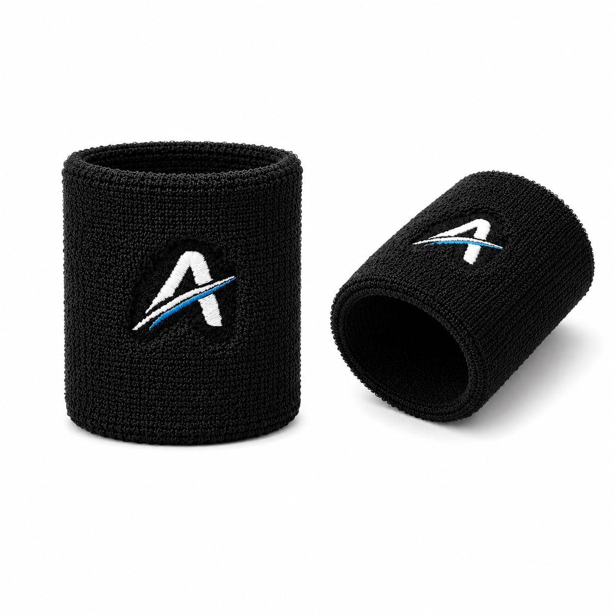 Active Unisex 3 inches Black Sports Wristband/Wrist Sweatband for Athletics/Gym Workout with Logo | Pack of 2-image-0