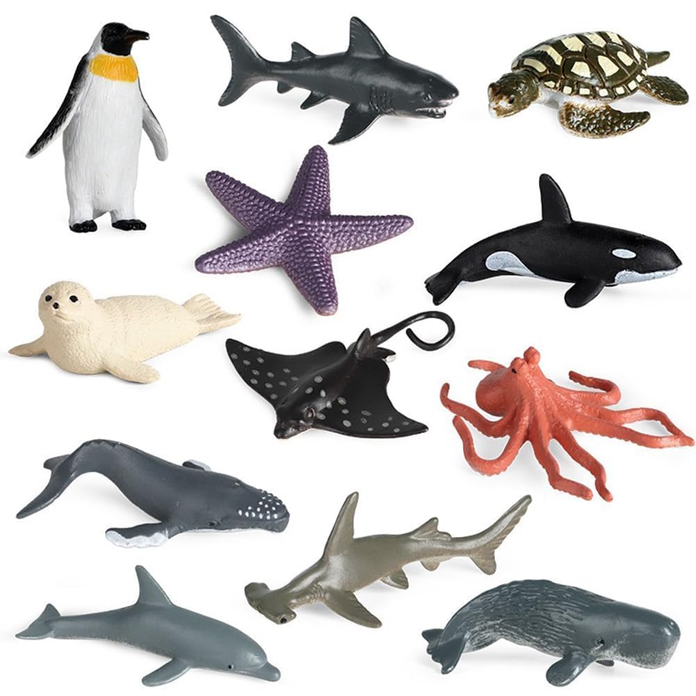 KDFSSIPE Ocean Animal Figures Set 12Pcs Realistic Sea Creatures Figure Gift