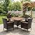 Green4ever Outdoor Patio Table and Chairs Sets with Removable Washable Cushions, Outdoor Patio Furniture Set with Acacia Wood Tabletop, 5-Pieces Outdoor Dining Set for Deck, Garden, Backyard, Brown