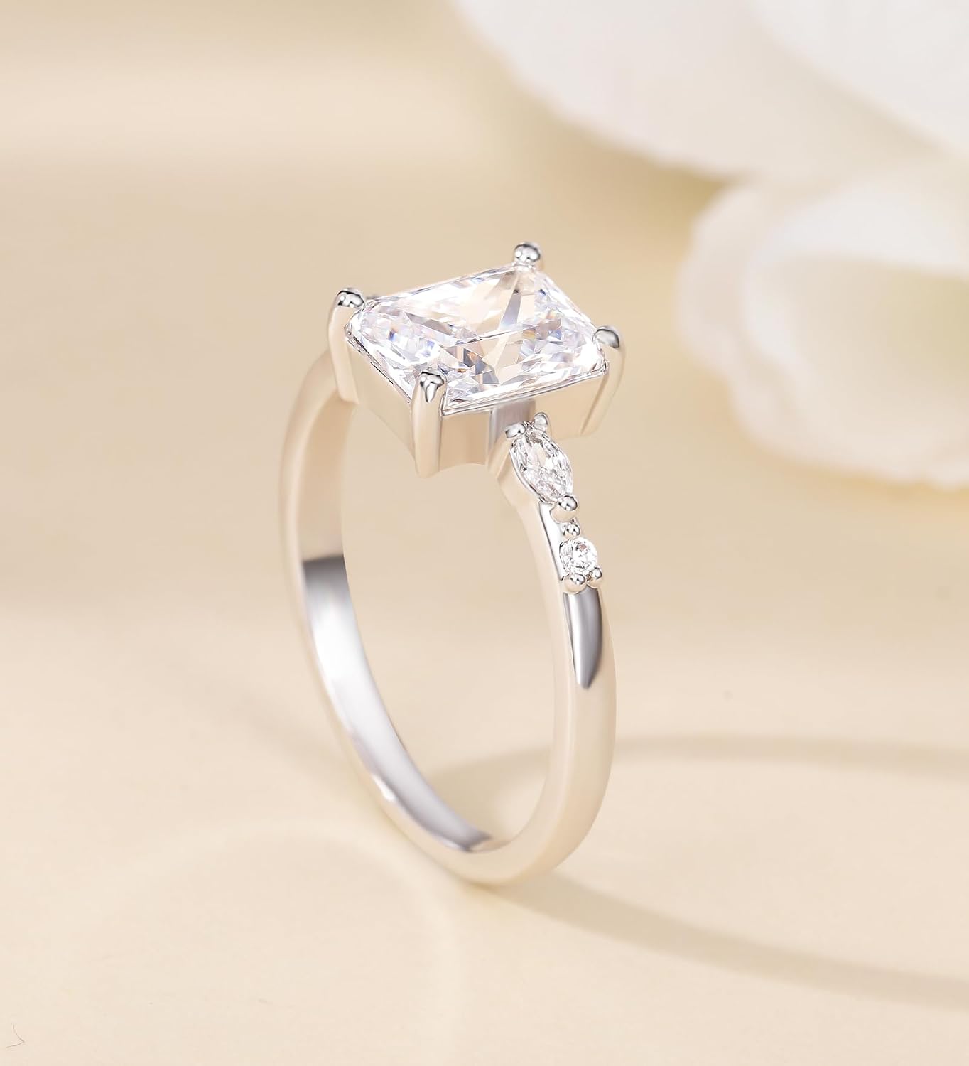 TIGRADE 3CT Engagement Ring for Women Radiant Cut Cubic Zirconia Wedding Band CZ Promise Anniversary Ring Size 3-12