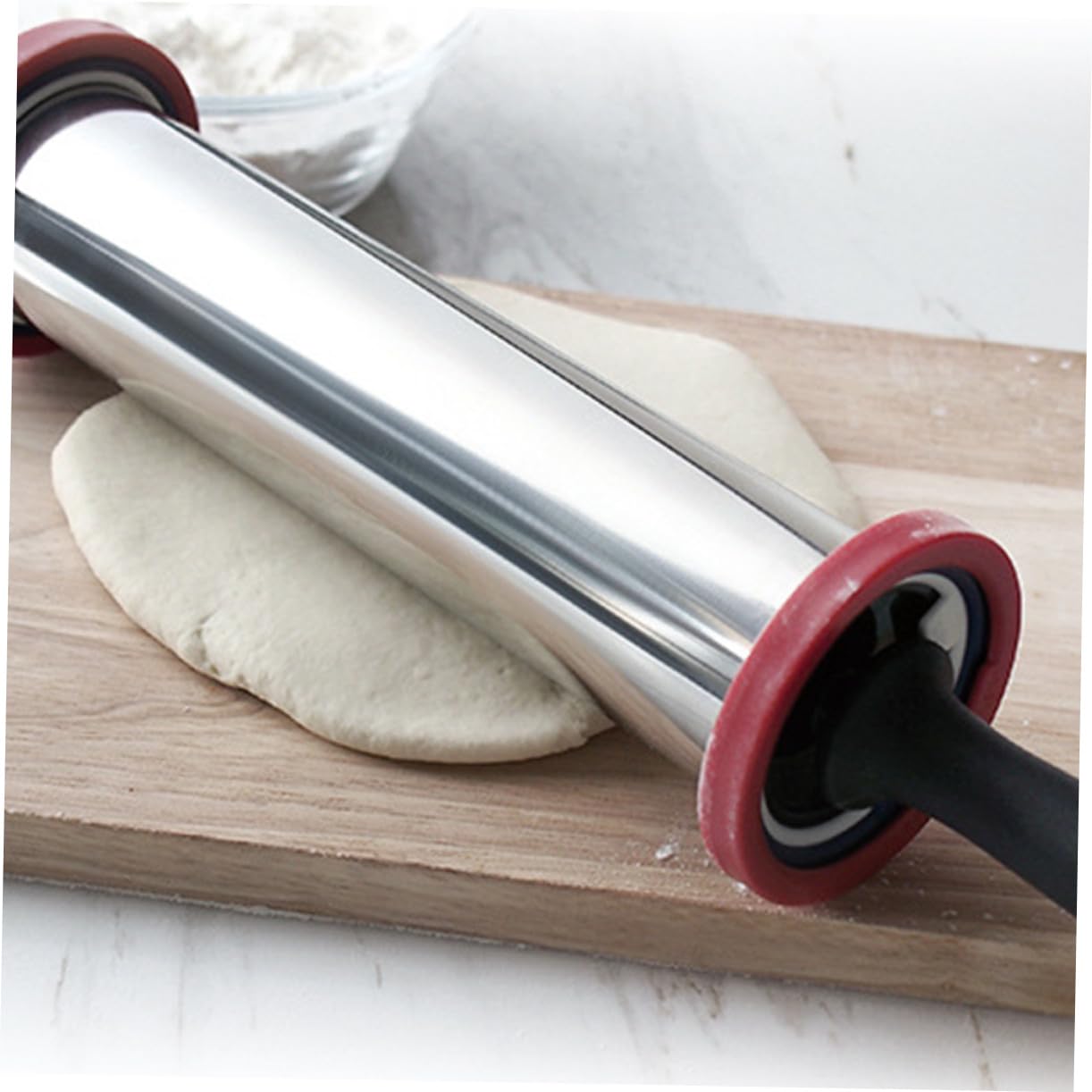 Rouleau à Pâtisserie en Acier Inoxydable 11 Pouces, Argenté, Antiadhésif
