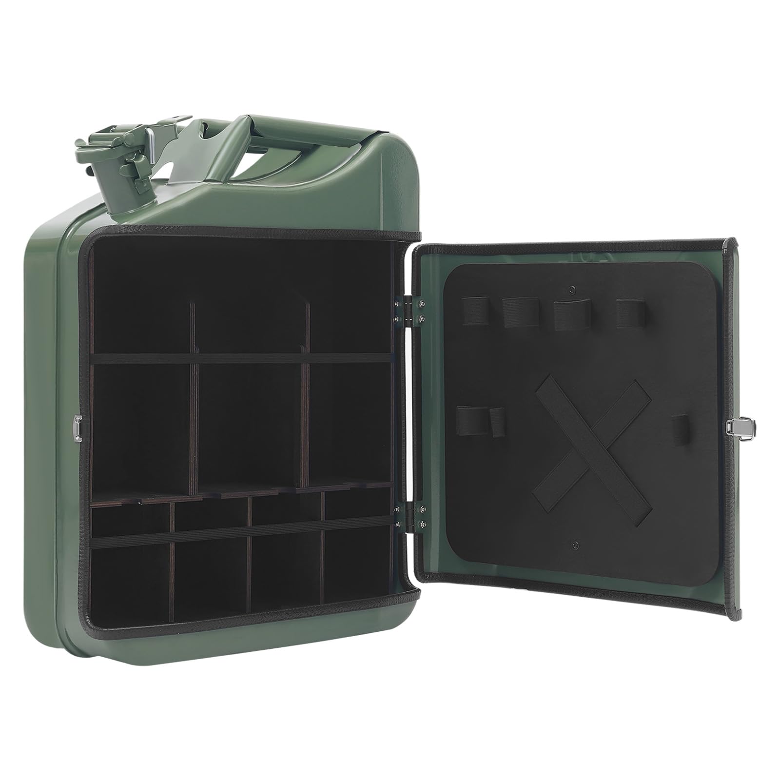 20L Tragbarer Whisky Bar Schrank, Männergeschenk Kanister Bars, Mobile Kanister Bars für Outdoor und Camping, Männergeschenk Kanister Bar, 35 x 15,5 x 47cm, Dunkelgrün