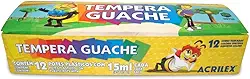 Tempera Guache 15ml 12 Cores, Acrilex, 020120000, Multicor