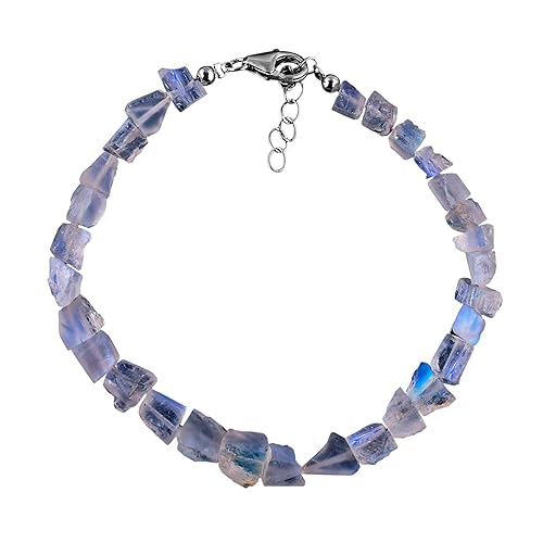 Vista 12 de Natural Raw Gemstone Full Beads Rough Stones Choker Bangle Bracelets Jewelry for Women, Birthstone Crystals and Healing Stones, Rhodium Plating 925