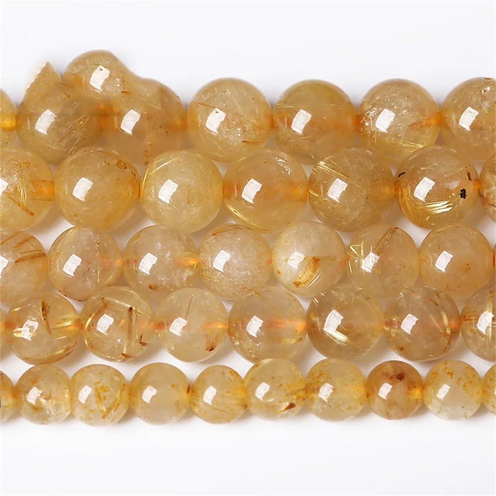 Naturalne złote kryształy kwarcowe luźne koraliki do biżuterii produkująca bransoletki DIY Naszyjnik, od 10 mm 36 do 38pcs