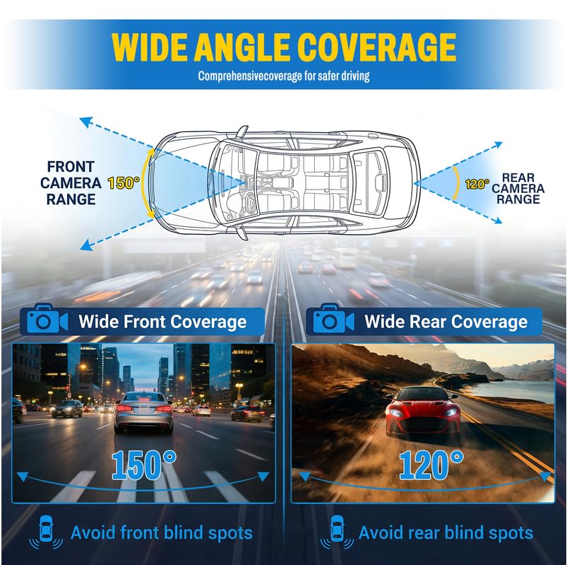 Cámara frontal de coche evite puntos ciegos con espejo retrovisor 4K de gran angular 3