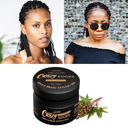 Miniatura 6 de The MORE Crazy edges Wax 2Days Max Hold, Edge and Braid Styling Wax (aceite de ricino negro, 3.4 fl oz)