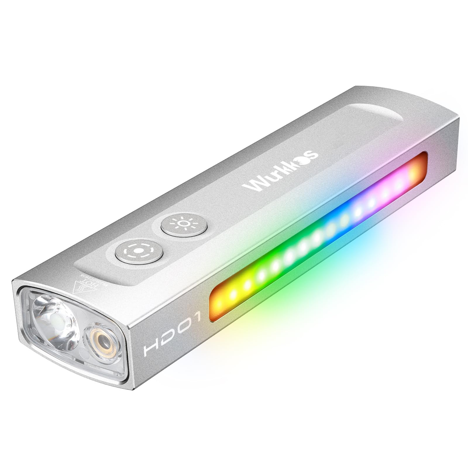 Wurkkos HD01 Flat EDC Flashlight with RGB Light and Green Beam, 1200 Lumens Rechargeable EDC Flashlight Triple Light Pocket Lights, Magnetic Flashlight for Outdoor, Work, Emergency