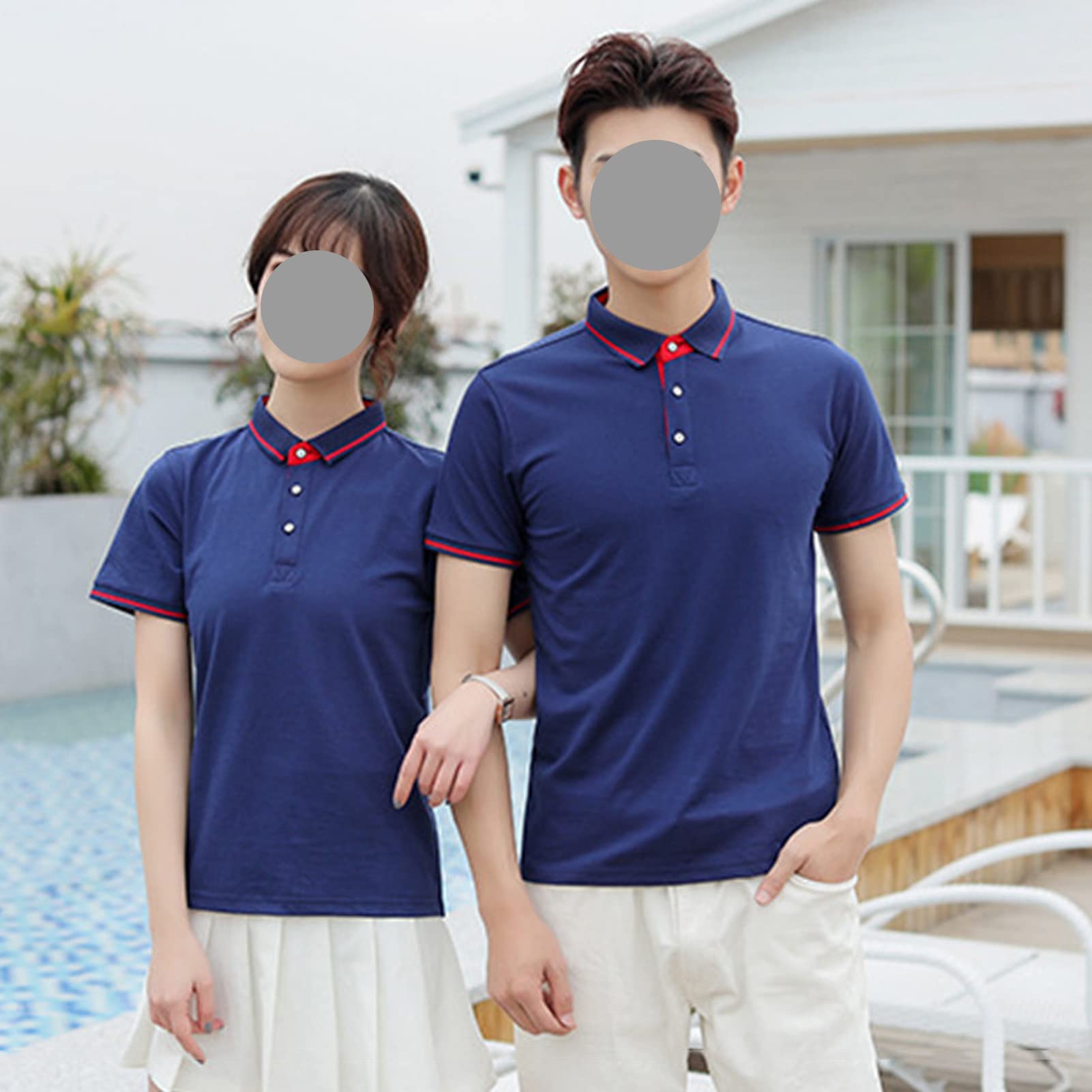 Maiyifu-GJ Men's Outdoor Sport Polo Shirt Lightweight Regular Fit Solid Tennis Shirts Casual Short Sleeve Slim Golf Shirts (Dark Blue,Small)