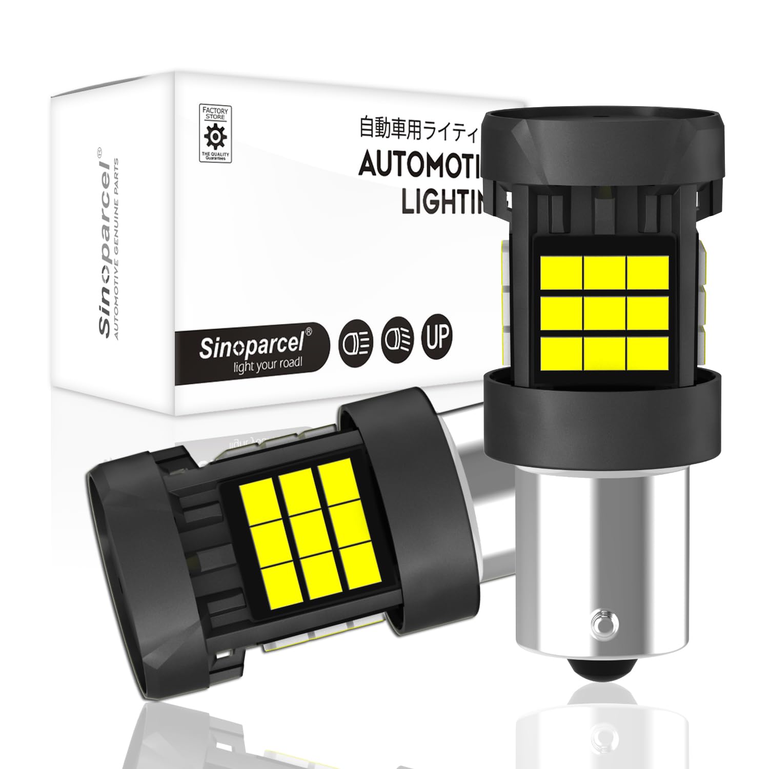 Sinoparcel 1156 P21W BA15S BAU15S PY21W BAW15S PR21W LED Bulb for Backup Reverse Light, Turn Signal Light, Parking Light, Tail Light,12V 6000K White, with Cooling Fan 2 Pcs