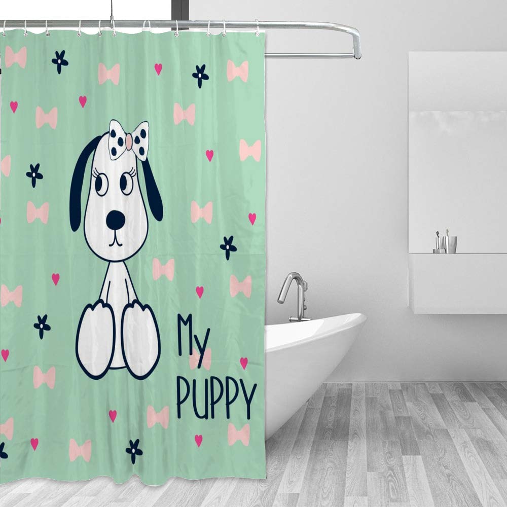 Rideau de douche chiot anti éclaboussure rideau polyester lavable pour baignoire