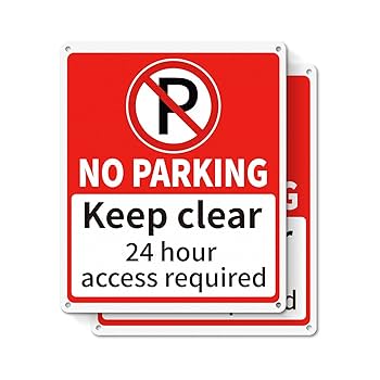 Punkcards - No Parking Sign - 1 Pack - "No Parking Keep Clear 24 Hour Access Required" - Safety Sign - Warning Sign - A4 Sign - 210mm X 297mm - 3mm Correx