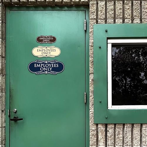 Vista 2 de Designer EMPLOYEES ONLY Letrero Fácil instalación Señales de oficina o negocio Seguridad en el lugar de trabajo, negro, mediano (1 unidad)