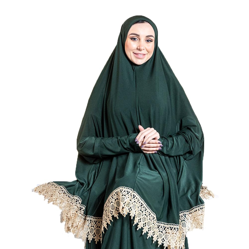 Women's Prayer Dress 2 Pieces Solid Color Plus Long Sleeve | One-Size | Hijab Abaya Suit