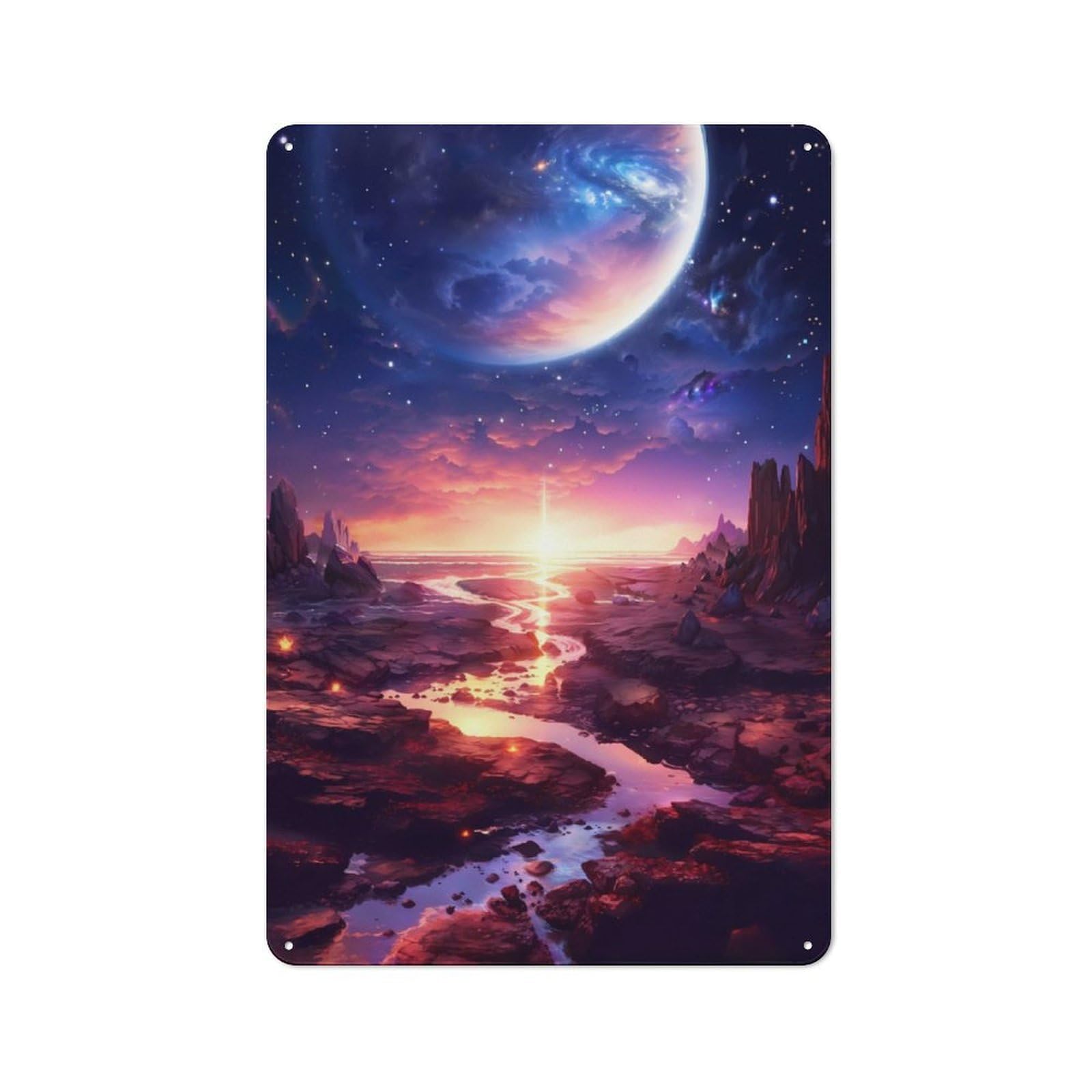 Junmoney Celestial Wilderness Metal Plaque 30X20cm With For Workshop Wall, Retro Decor, For Garage, Workshop And Man Cave Decoration