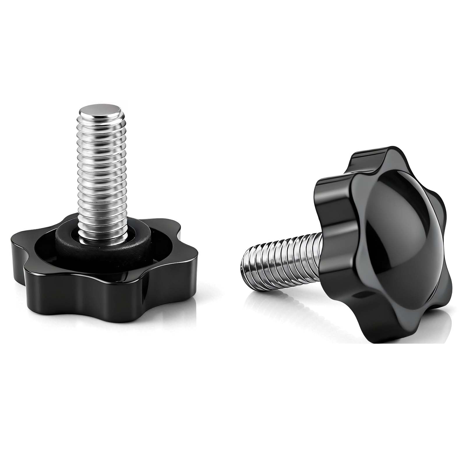 msymsyu 12 Stück Sterngriffschraube, M8x20mm/40mm/60mm Schrauben mit Griff | Kohlenstoffstahl Flügelschraube, Sternkopfschraube für IIndustriellen Einsatz und DIY-Projekte (Schwarz)