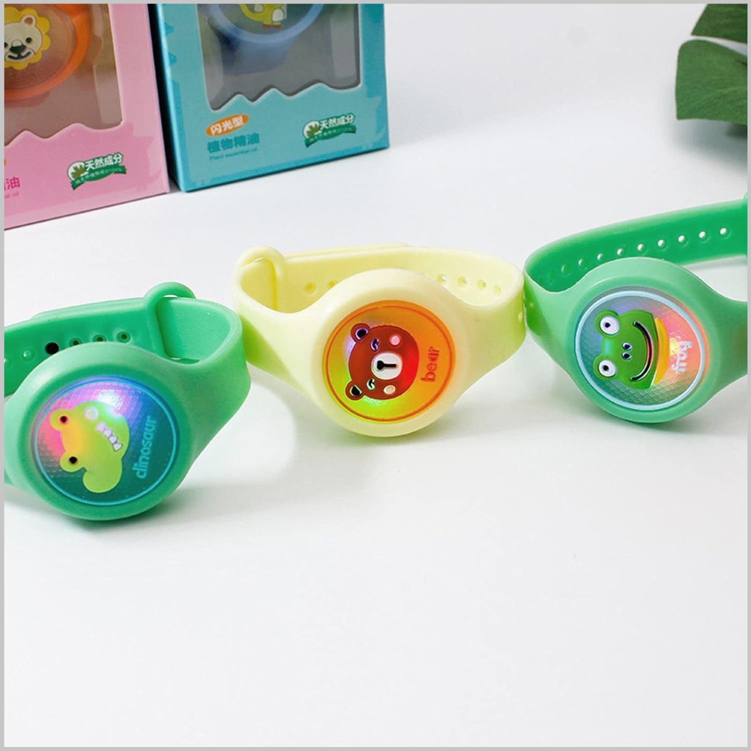 SO GOODS braccialetto antizanzare bambini (confezione da 2), antizanzare bambini con animali, 2 diversi animali, naturale, realizzato con citronella (Gatto & Dino)