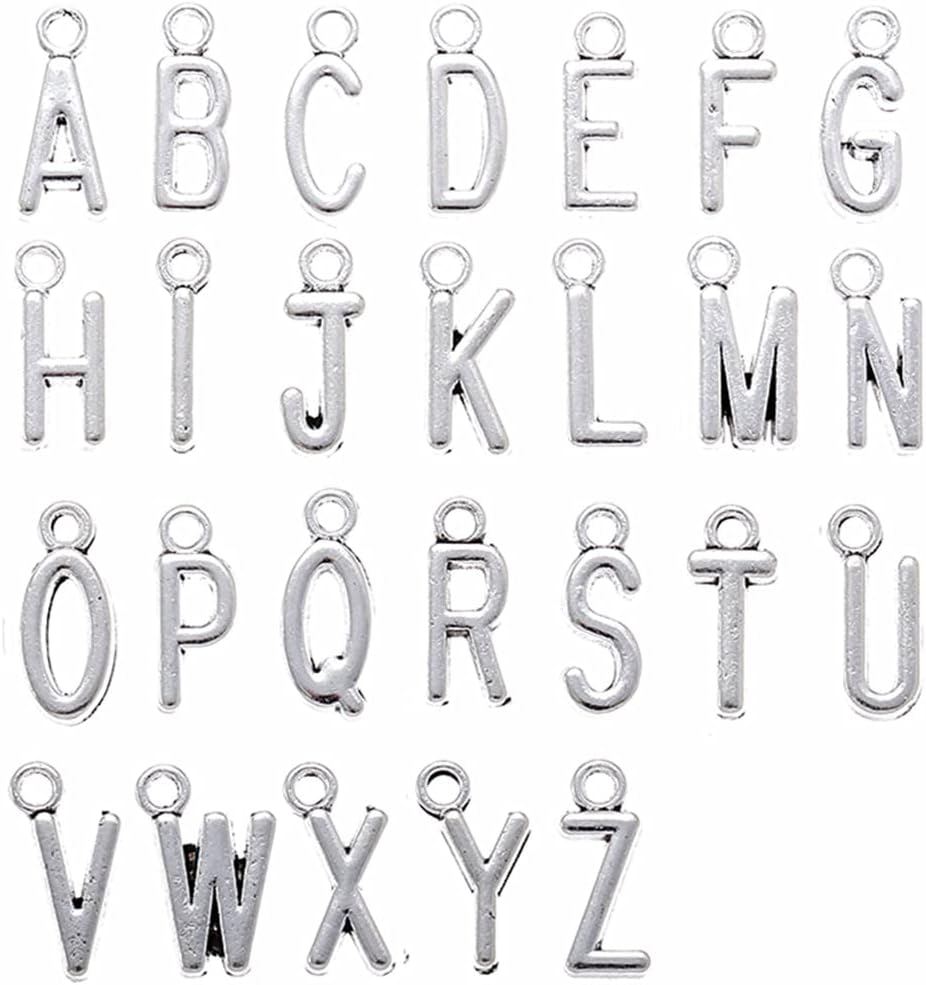 Alphabet Letter Charms,Initial A-Z Alphabet Charm Pendant Bead for DIY Personalized Jewelry Making Findings(4 sets/104pcs)