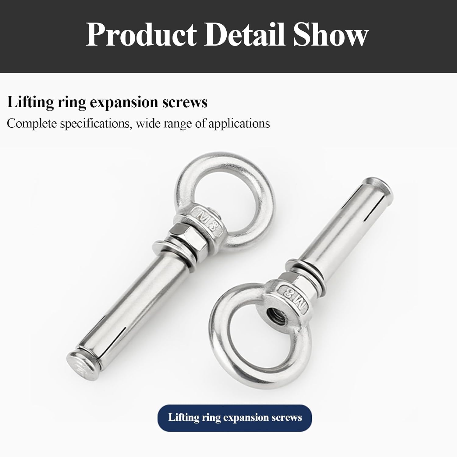 Pernos de ojo de elevación, Perno de ojo expansión, perno anclaje elevación anillo M8, 5 piezas pernos acero inoxidable 304, tornillo(M8x150mm)