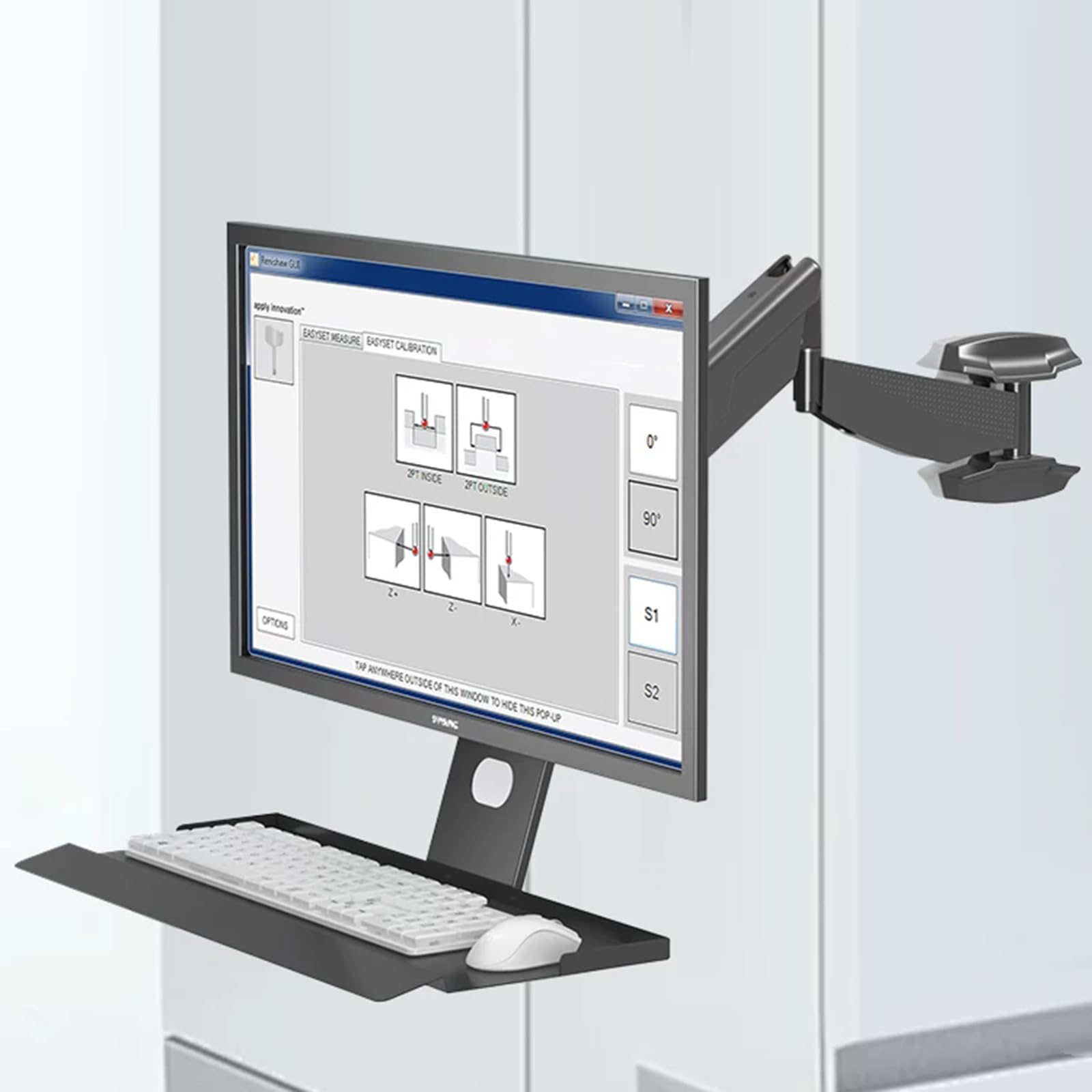 Postazione di lavoro sit-stand, supporto regolabile per monitor e tastiera, braccio a molla a gas, vassoio pieghevole, carico massimo 22 kg, adatto a schermi da 17 a 35 pollici