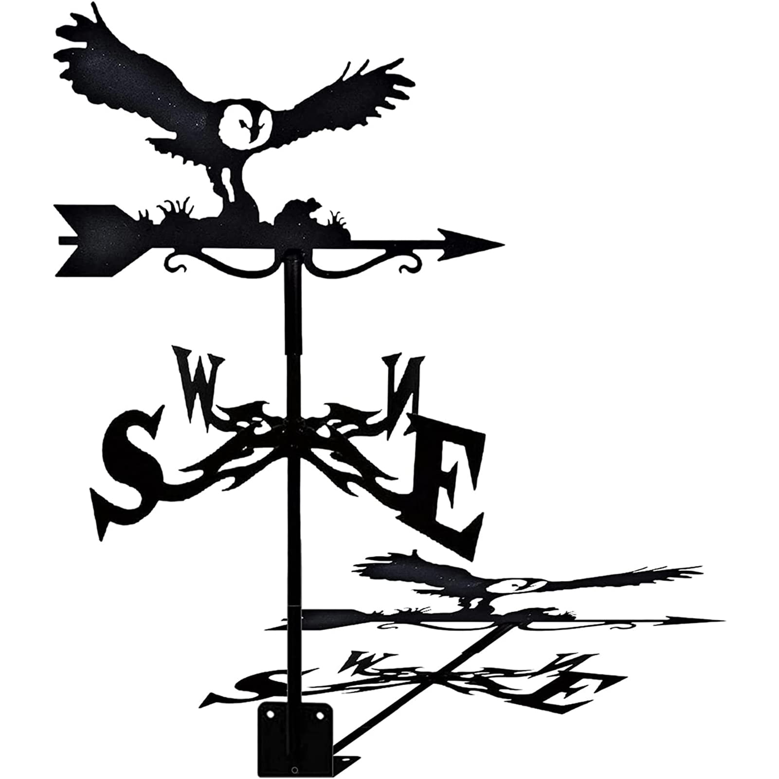 WIQUYBML wind vane European Style Wrought Iron Roof Wind Vane For Yard Metal Weathervane Vintage Black Hollow Direction Indicator for Outdoor Garden Paddock Dec