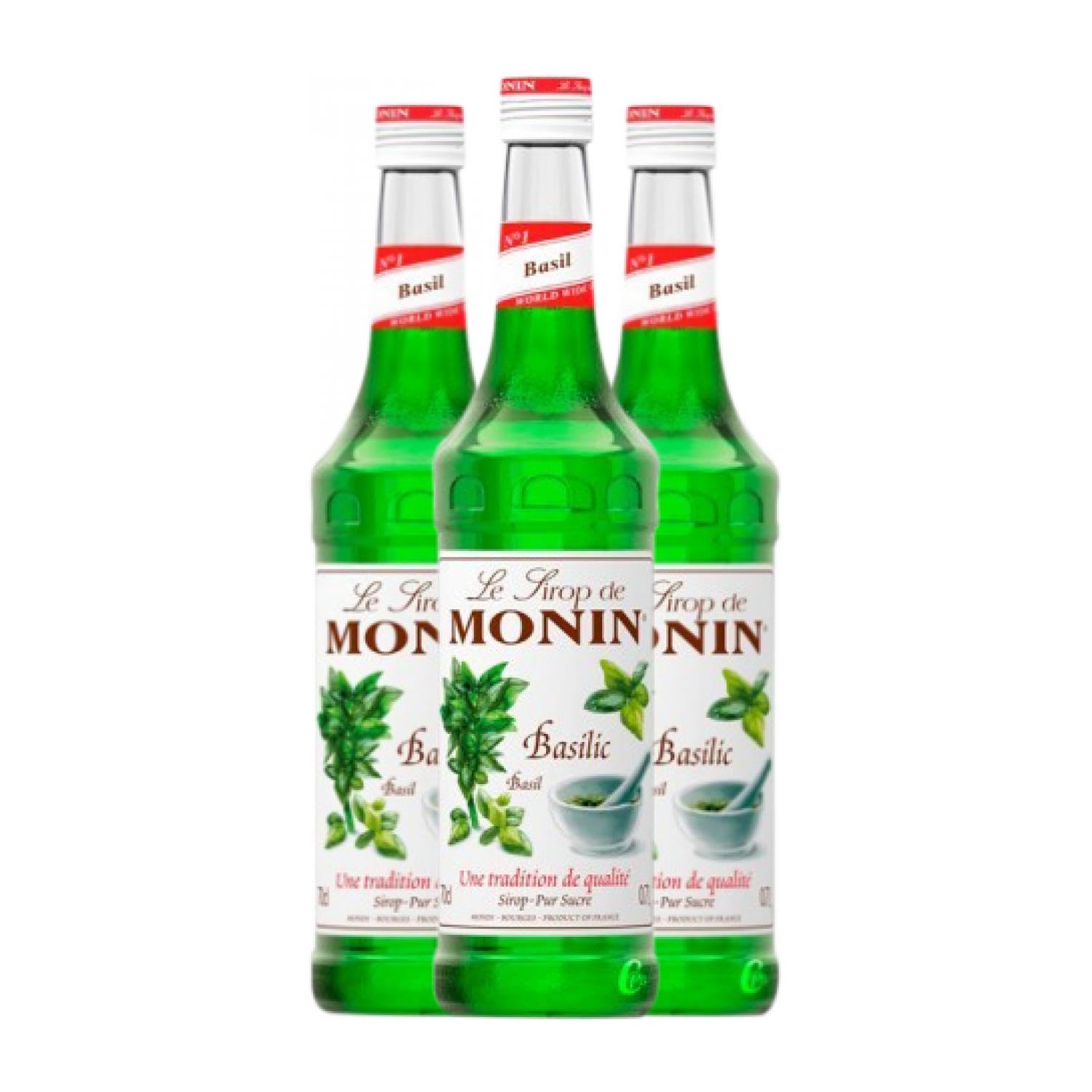 Monin Schnapp Cocktail Sirope Albahaca Basilic 70 cl Pack de 3