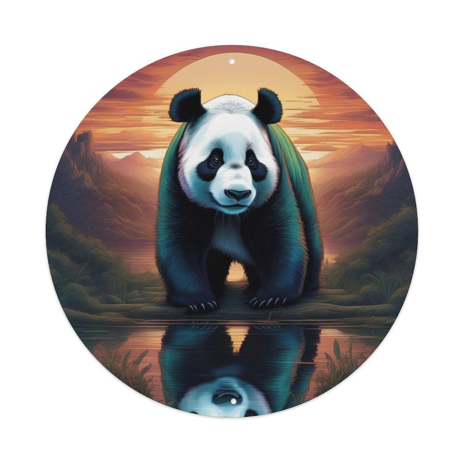 Animal Panda in The Sunset Metal Tin Sign