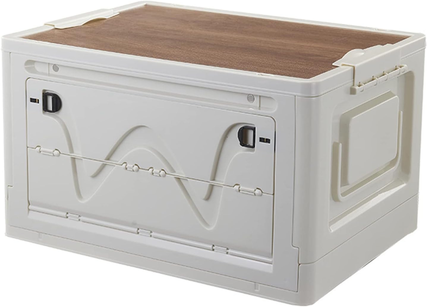 YYdDs Camping Storage Bins with Wooden Lids, Plastic