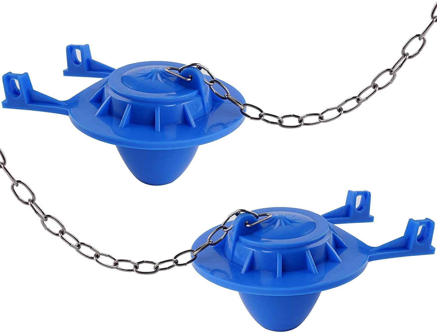 2 Pack Universal Toilet Flapper Replacement Repair Kit Compatible with Most 2inch American Standard Flush Valve Blue Rubber Flush Valve Flapper with Stainless Chain, Easy to Install