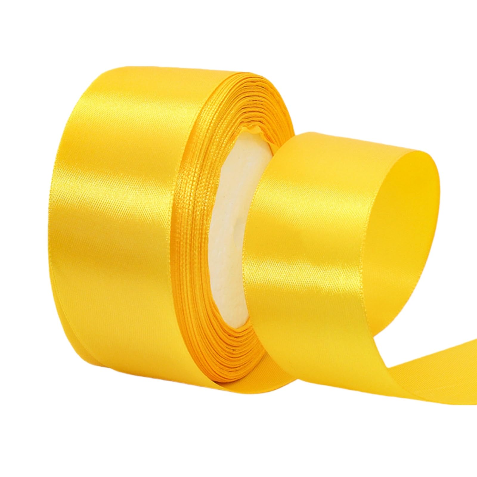 40mm Golden Yellow Satin Ribbon 22M ，Fabric Hair String Ribbon for Craft, Flower Bouquets, Gift Wrapping, Wedding, Bow Making and Valentines Christmas Decoration (Golden Yellow, 4CM)