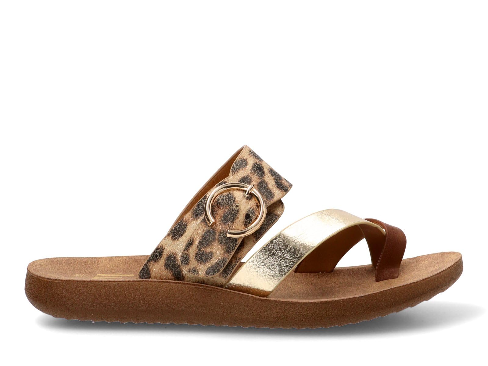 Etika Sandalias Bio Planas para Mujer, Calzado Casual con Tiras y Sujeción de Dedo, Planta Anatómica con Hebilla, Modelo 10128 Leopardo - 39