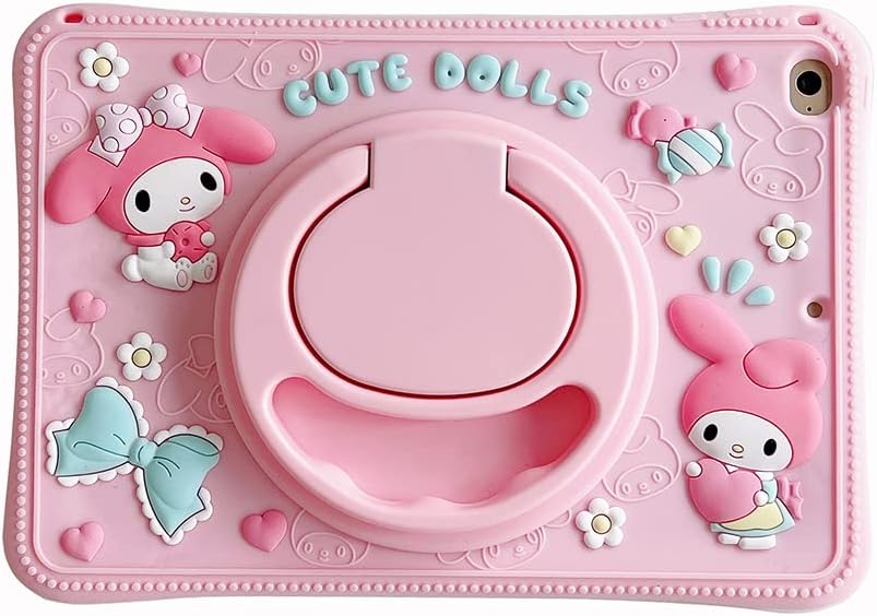 for iPad 10.2 inch Case iPad 9th Generation 2021/ iPad 8th Generation 2020/ iPad 7th Generation 2019 Case, with Rotating Kickstand Silicone Case for Girls Women Cute Tablet Cover (New Pattern Pink)