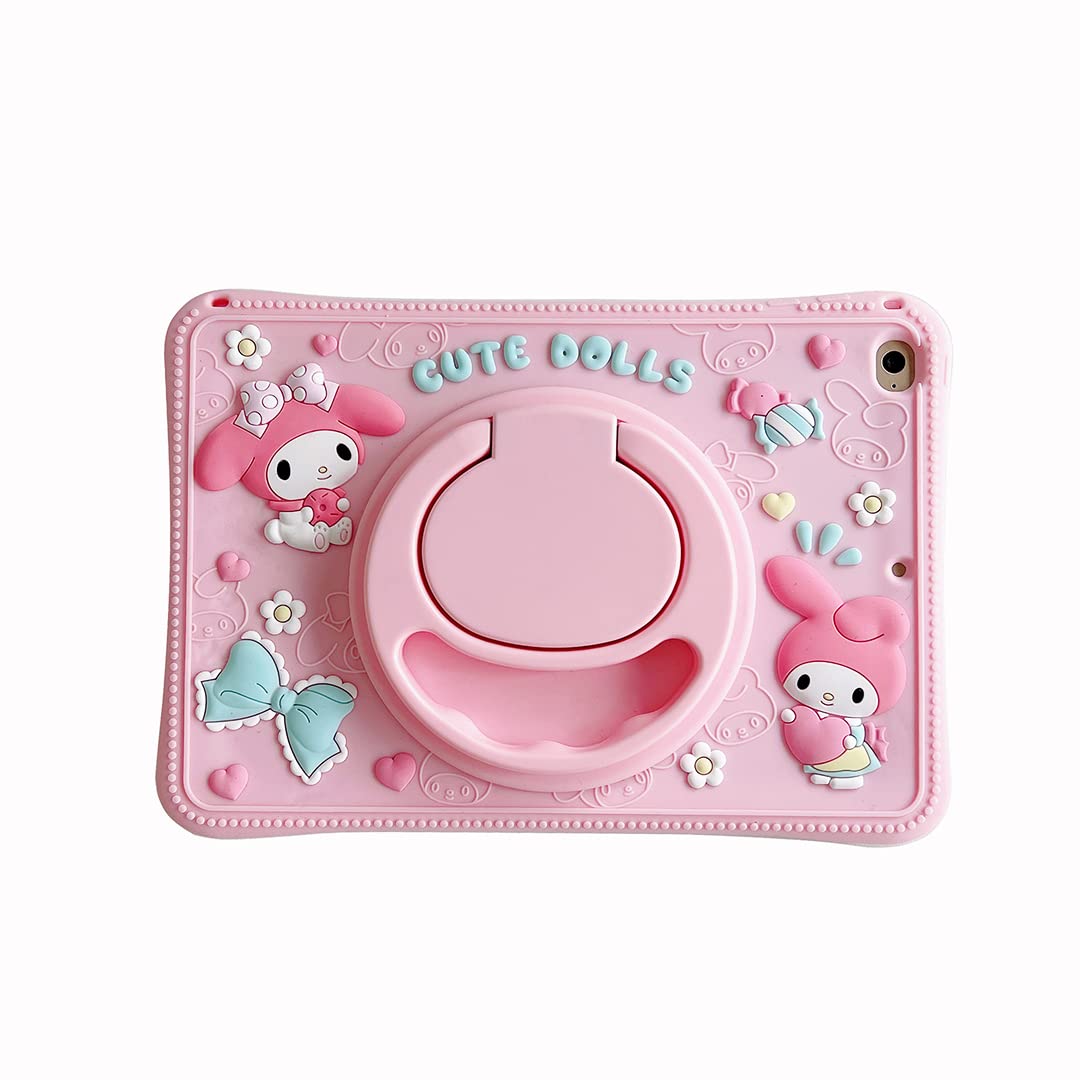 for iPad 10.2 inch Case iPad 9th Generation 2021/ iPad 8th Generation 2020/ iPad 7th Generation 2019 Case, with Rotating Kickstand Silicone Case for Girls Women Cute Tablet Cover (New Pattern Pink)