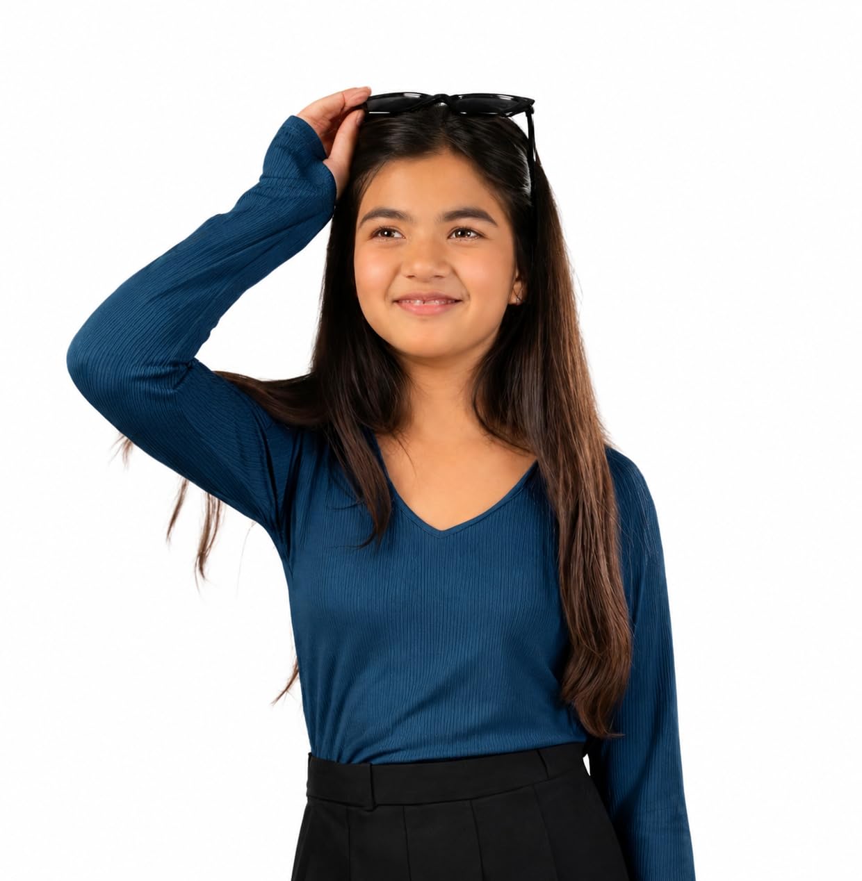 Full Sleeve Thumbhole Top for Girls & Teen Girls (10-18 Years) | Stretch Slim Fit T-Shirt | Casual Western Everyday Wear | The Marshmallow Icon-image-48