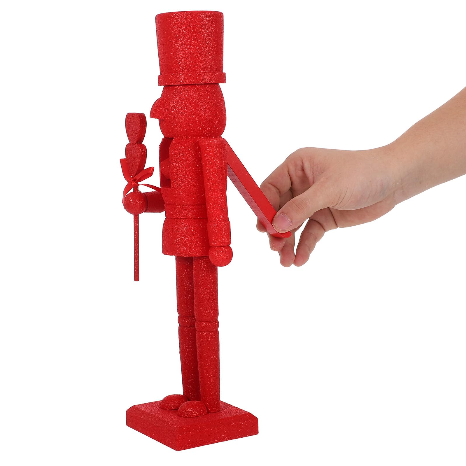 Toyvian Holz Nussknacker Figur 36cm mit Glitzerdetails Bruchsicher Festliche Valentinstag und Weihnachtsdekoration Nussknacker Sammlerstück für Tisch und Wohnraum