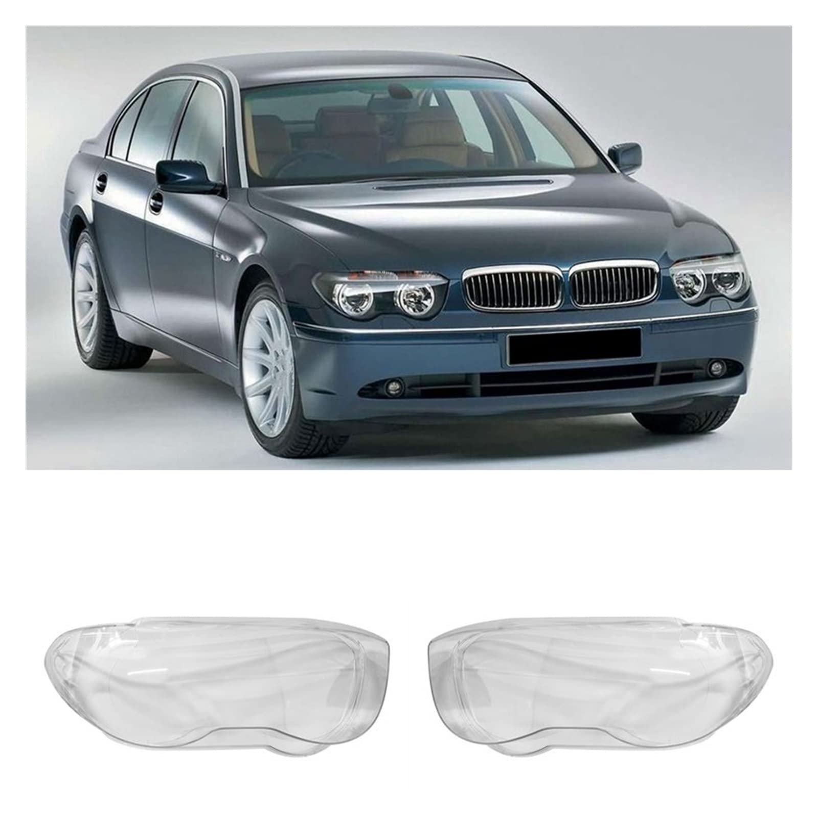 Faros Delanteros DRL Faros para BMW 7 Series E65 E66 1999 2000 2001 2002 2003 2004 Carcasa para Lente Faro Máscara para Faro Pantalla Transparente Cubierta Lámpara Cristal (Tamaño : Left and Right