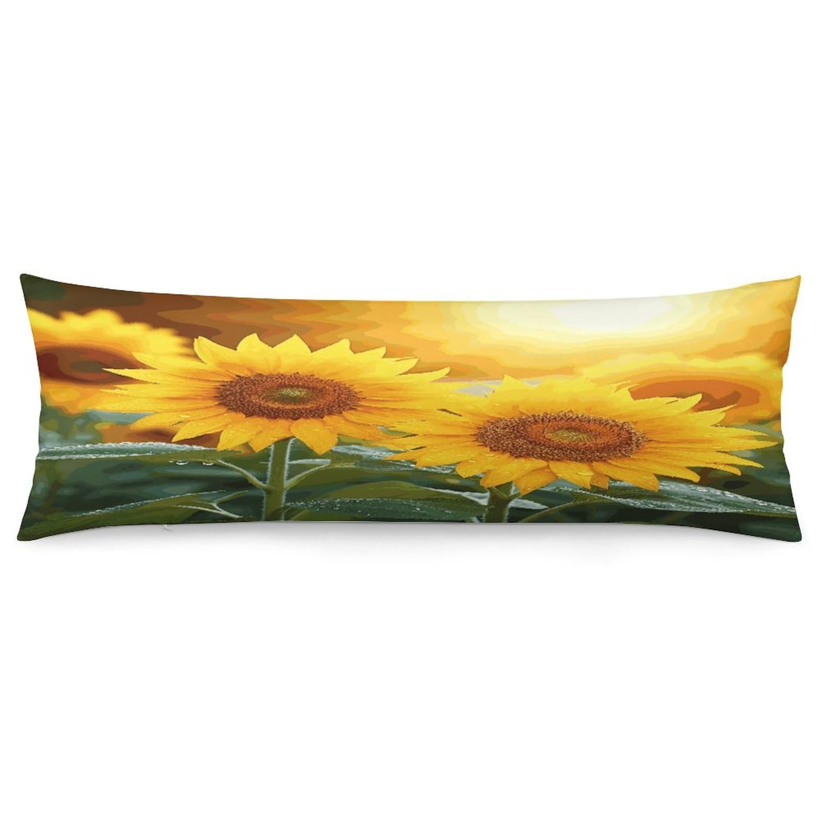 Sunflower Flowers Throw Pillow Covers with Silent Zipper Polyester Pillow Protectors Removable Pillow Cases Soft Pillowcase Cozy Pillow Sham Cushion Cover for Sofa Car Bed 20"x54"