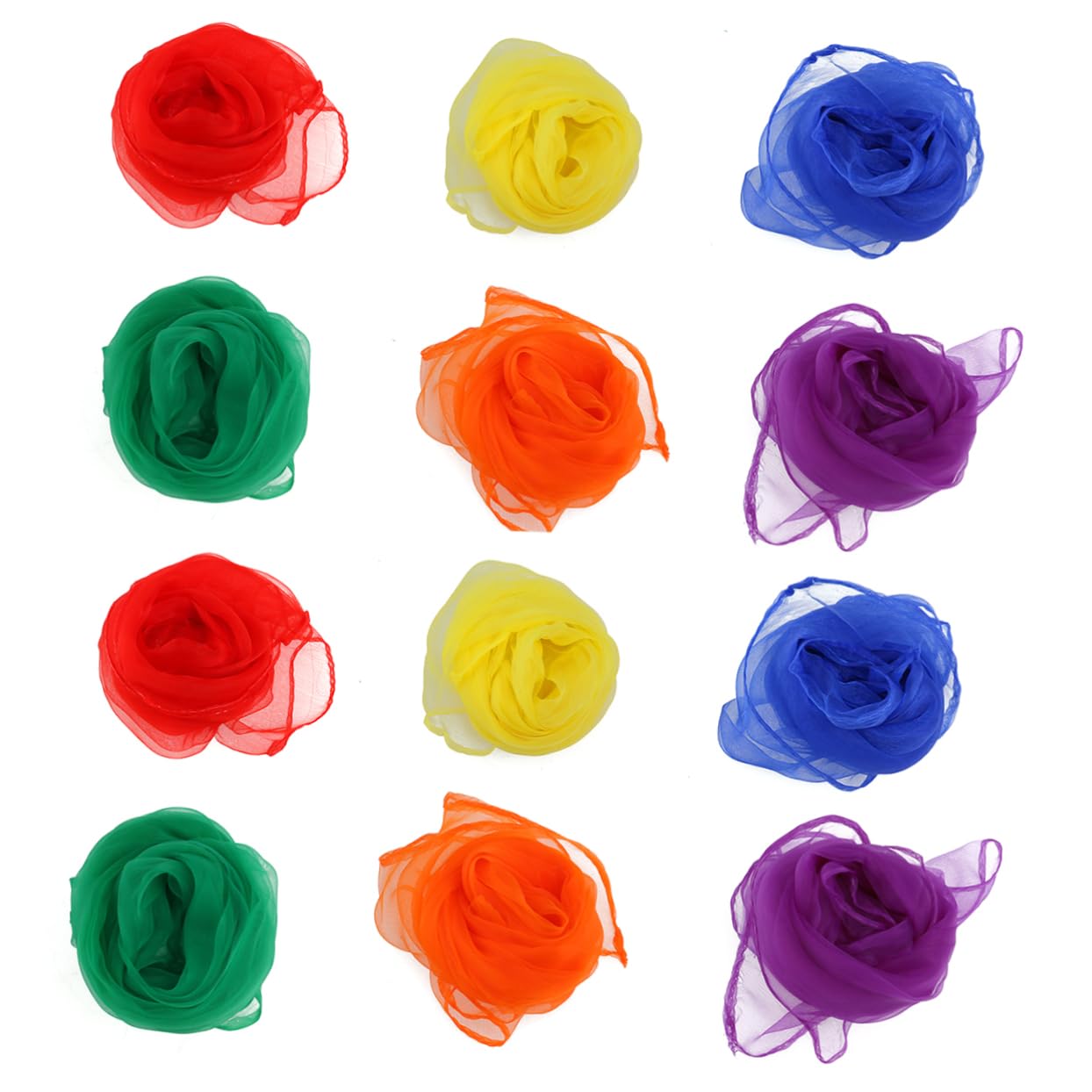 TENDYCOCO 36pcs Silk Scarf Hemming Juggling Scarves Warm Tip Scarves Square Juggling Dance Scarves Decorate Square Scarf