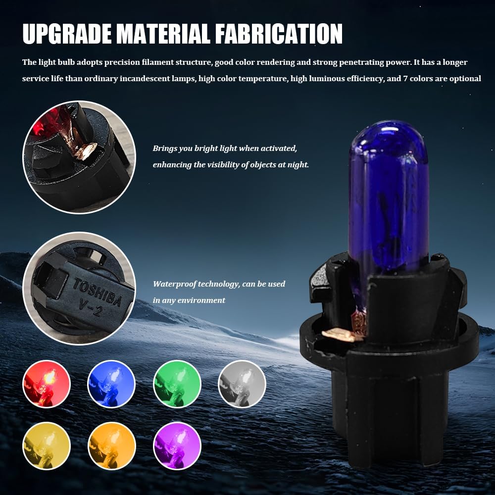 10PCS Halogen Instrument Cluster Bulbs Kit, Dashboard Lights for Car, 12V High Brightness Dash Lights Dash Bulbs, Universal Automotive Interior dashboard Accessories for Most Vehicles (Blue) image 3