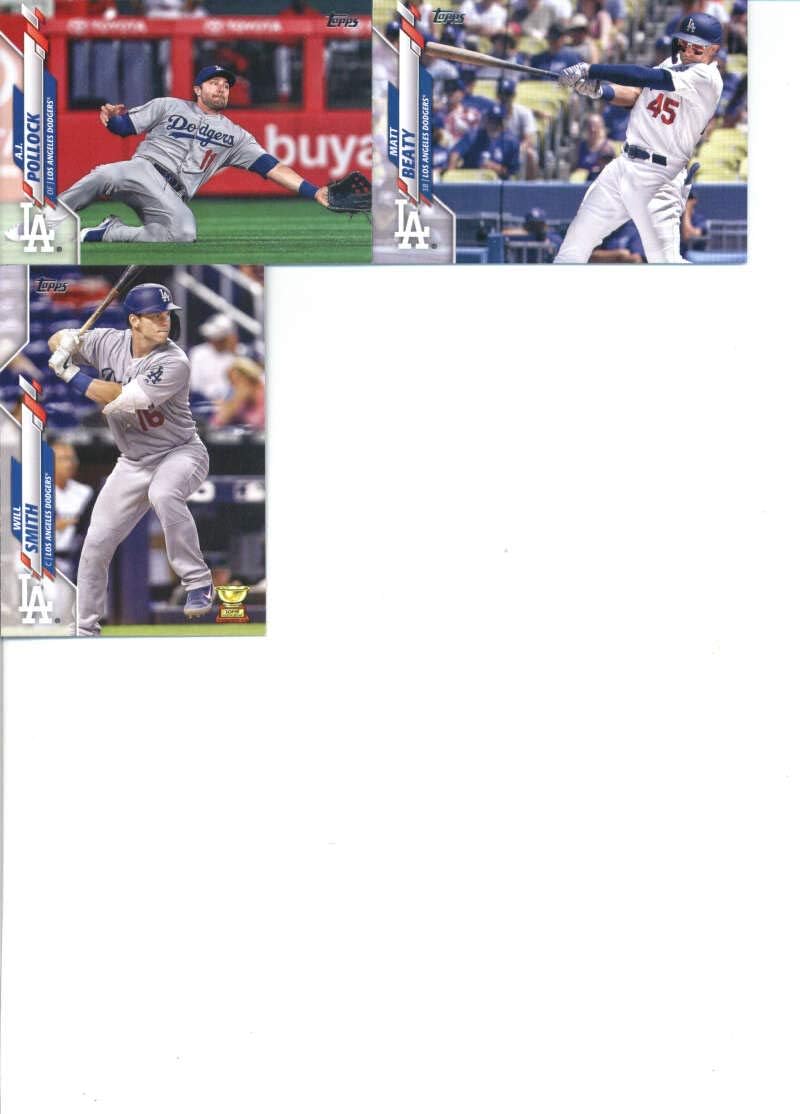 2020 Topps Complete (Series 1 & 2) Los Angeles Dodgers Team Set of 29 Cards: Kenley Jansen(#24), Cody Bellinger(#50), Austin Barnes(#80), Hyun-Jin Ryu(#86), Clayton Kershaw(#118), Kenta Maeda(#120), Enrique Hernandez(#135), Alex Verdugo(#174), Joc Pederson(#203), Dustin May(#235), Los Angeles Dodgers(#245), Max Muncy(#255), Tony Gonsolin(#280), Gavin Lux(#292), Big Air Big Hair(#298), Justin Turner(#316), Tyler White(#323), Kyle Garlick(#381), plus more