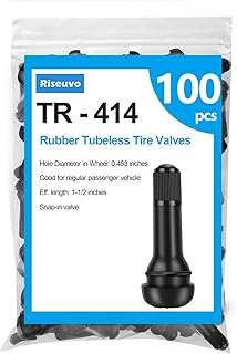 100pcs TR414 Tire Valve Stem Rubber Snap-in Valves, Tubeless Valve Stems Suit for 0.453 inch Rim Holes on Standard Vehicle Tires