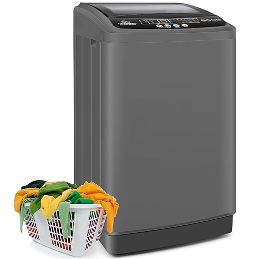 Nictemaw Portable Washing Machine 20Lbs Portable Washer Machine with Drain Pump, 2.8 Cu.ft Washer and Dryer Combo with 10 Programs 8 Water Levels Laundry Machine for Apartments- Slow-Close Glass Cover