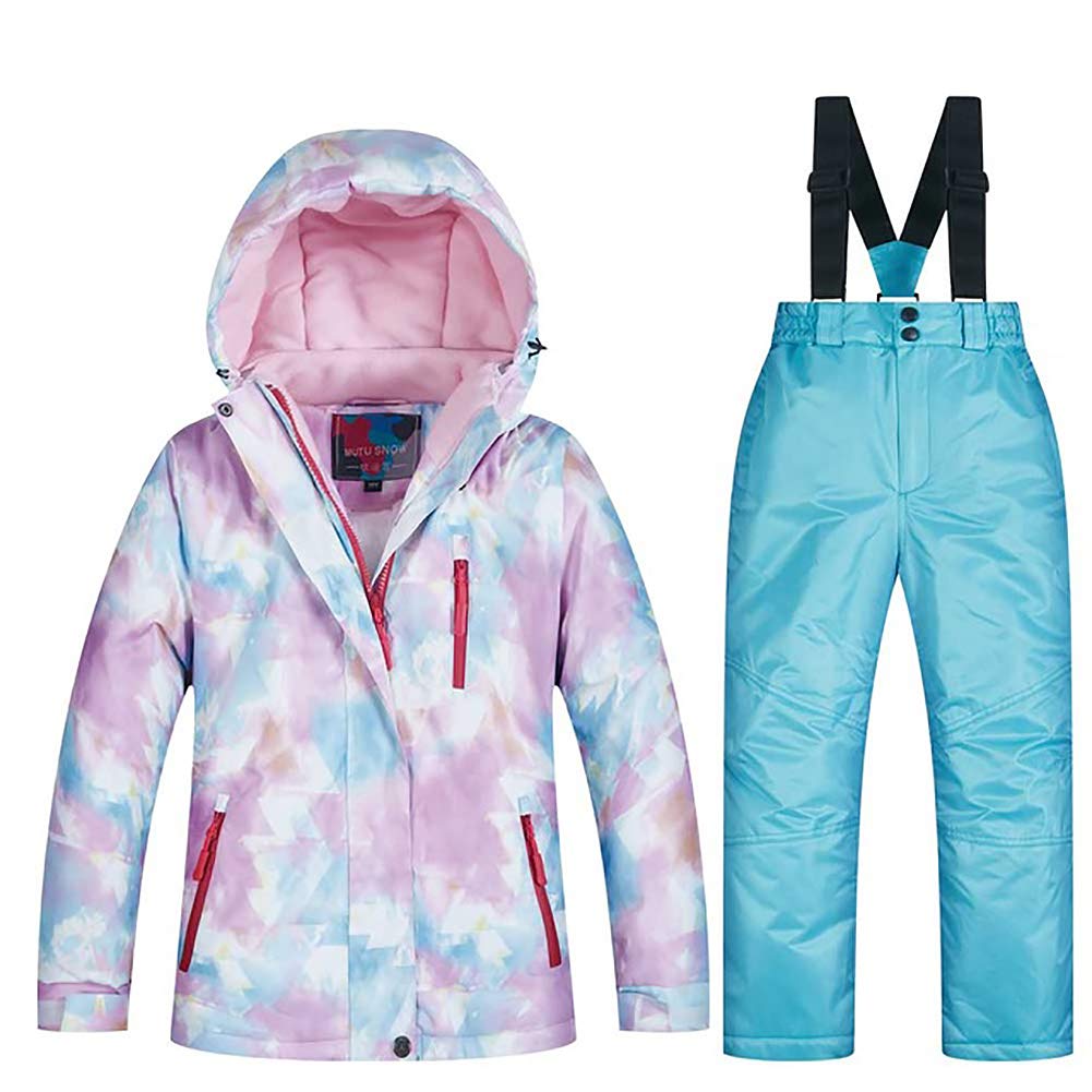 Girls/Boys Snowsuits Hooded Insulated Windproof Winer Coats Ski Jacket Snow Pants Set