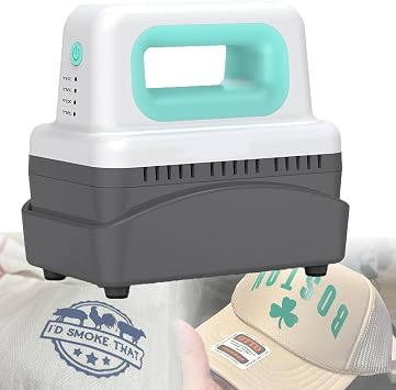 Mini Hat Heat Press Machine, Baseball Cap Press Machine, Handheld Cap Easy Press with 4 Heating Levels and Automatic Off of Heat Transfer
