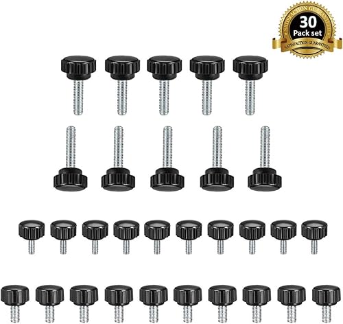 Miniatura 4 de Lependor M4 x 12 M5 x 12 M6 x 20 M8 x 30 Roscas Moleteadas Tornillo de pulgar para pestillo de maquinaria (Total 30 unidades)