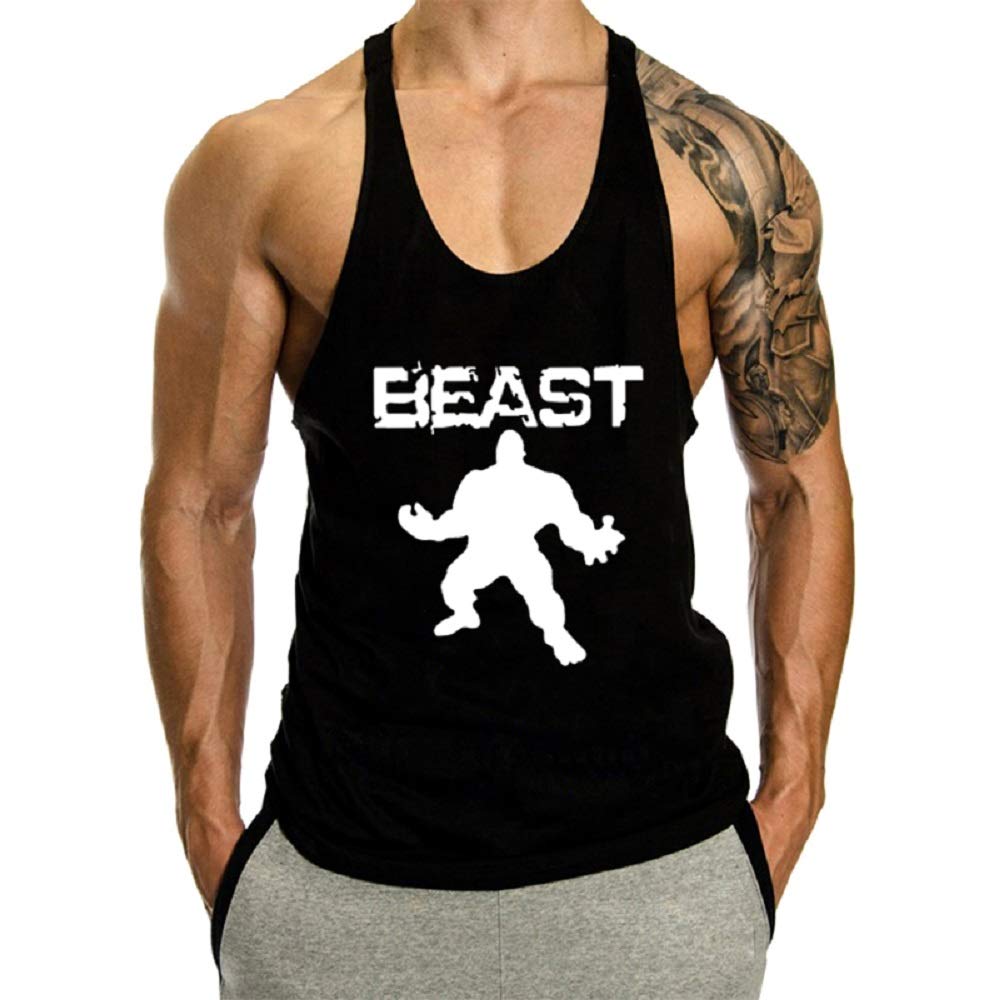GYMLEADER Men's Tank Top Workout Gym Muscle Y Back Shirt