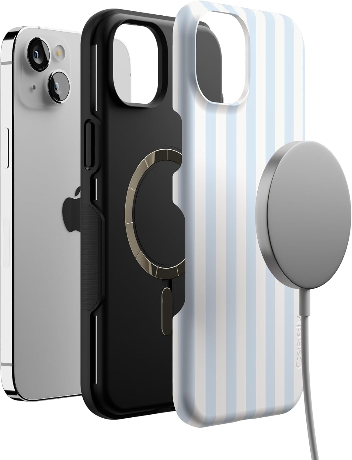 Casely iPhone 14 Plus Case | Blue Stripes | Sunday Best | Bold Protective Design | Compatible with MagSafe