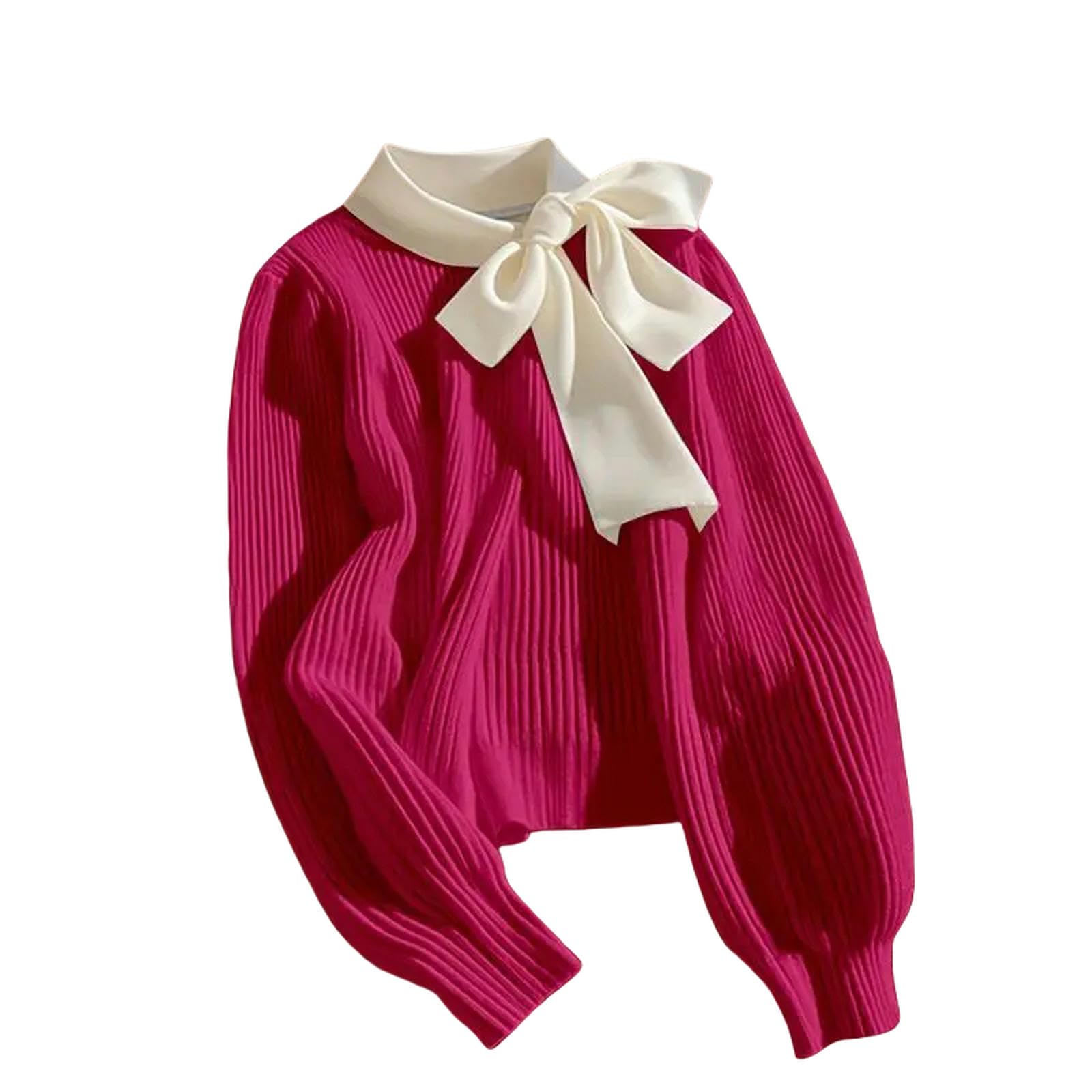 Sweter dla kobiet Leniwy styl z długim rękawem cienkie swetry wiosna jesień kokarda patchwork temperament swetry damskie-czarny-xxl