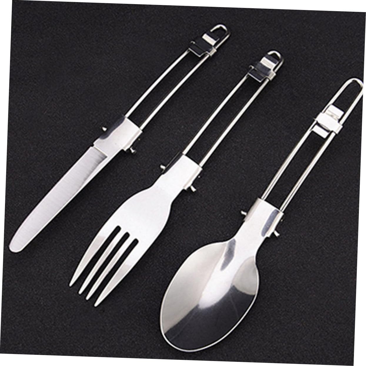 YARNOW 4sets Posate Pieghevoli Acciaio Inossidabile Per Nic e Campeggio Kit Da Tavola Portatile Con Forchette Cucchiai e Per Attività All Aperto e Pranzi Ufficio