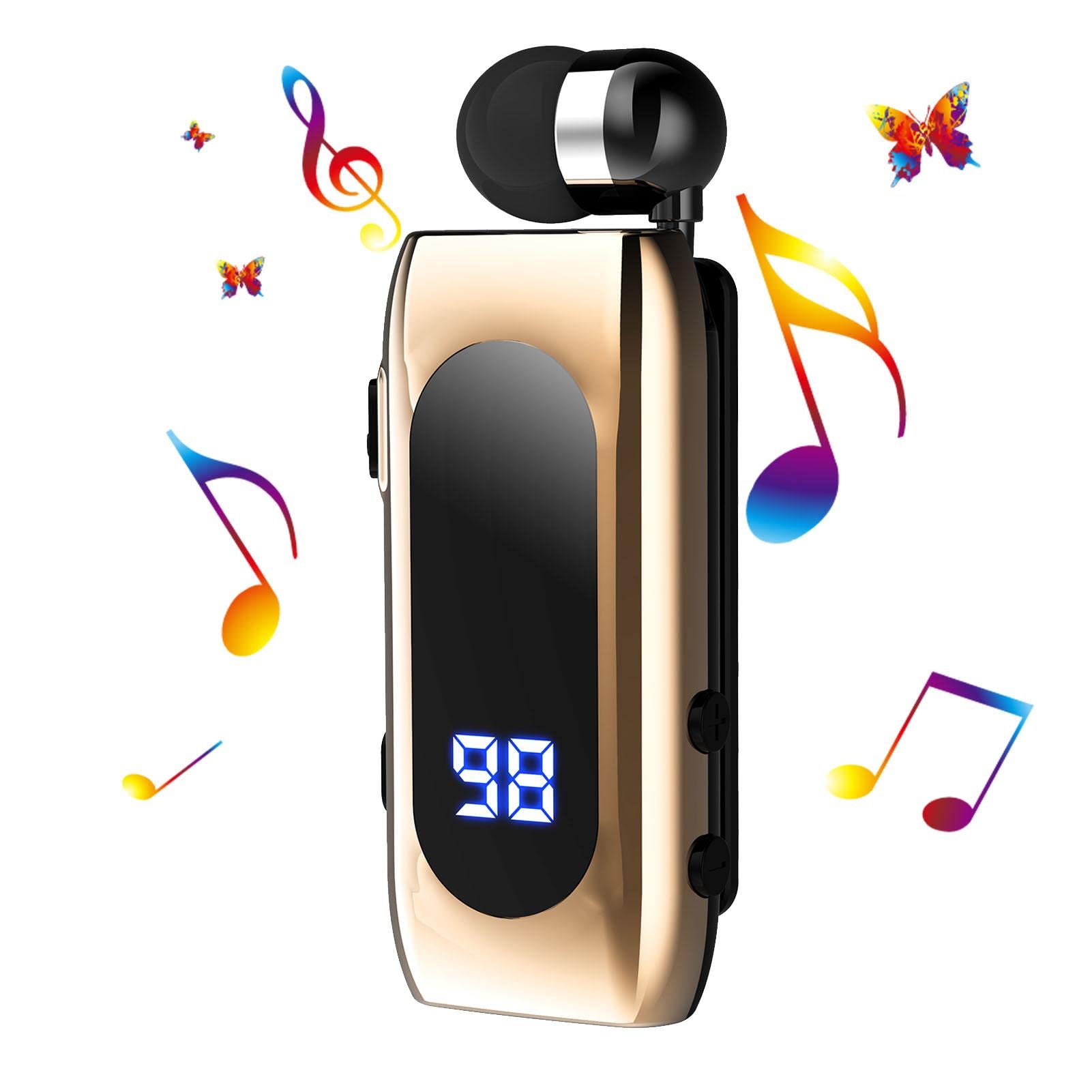 Generico Auricolare Wireless Retratte - Auricolare Vivavoce A Orecchio Singolo Wireless | Auricolari Sportivi Da Lavoro Con Clip, Auricolare Retratte Per Donna, Uomo, Ufficio, Sport